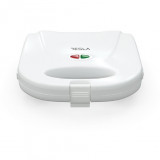 Sandwich-maker Tesla SM100W, 750W, placi antiaderente, indicator luminos, alb