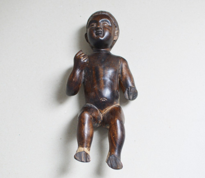 Isus copil statueta veche de lemn Goa, India, secolul XVIII