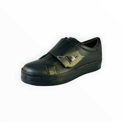 Pantofi Sport Dama Fiorelli, Piele Vegană Neagră cu Print Șarpe, Mărimea 37 EU foto