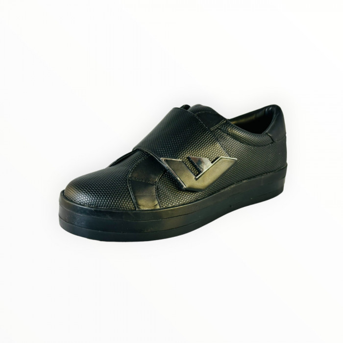 Pantofi Sport Dama Fiorelli, Piele Vegană Neagră cu Print Șarpe, Mărimea 37 EU