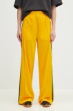 Adidas Originals pantaloni de trening Firebird femei, culoarea galben, cu imprimeu, JP2316