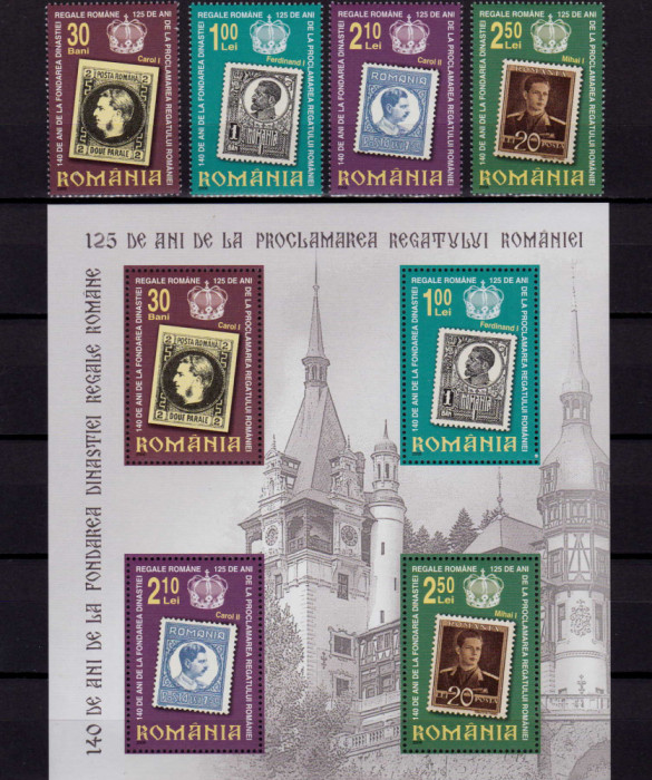 ✅RO 2006 ,LP 1719+a, "140 ani Dinastia Regala" , serie +bloc (colita 375) , MNH