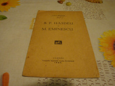Liviu Marian - B. P. Hasdeu si M. Eminescu - brosura- 1927 foto