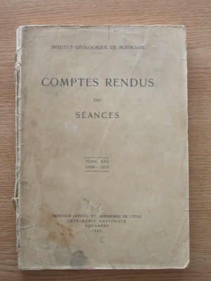 COMPTES RENDUS DES SEANCES TOME XXV 1936-1937,CONTINE HARTI, 1941, r2c foto