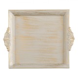 Platou Decorativ, Model Brushed, Culoare Bej Auriu, Plastic, 30x26x2.5cm, Oem