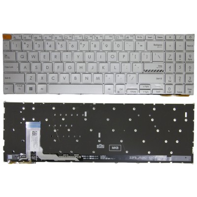 Tastatura Laptop, Asus, VivoBook 15 E1504F, E1504FA, E1504FAB, E1504G, E1504GA, iluminata, argintie, layout US foto