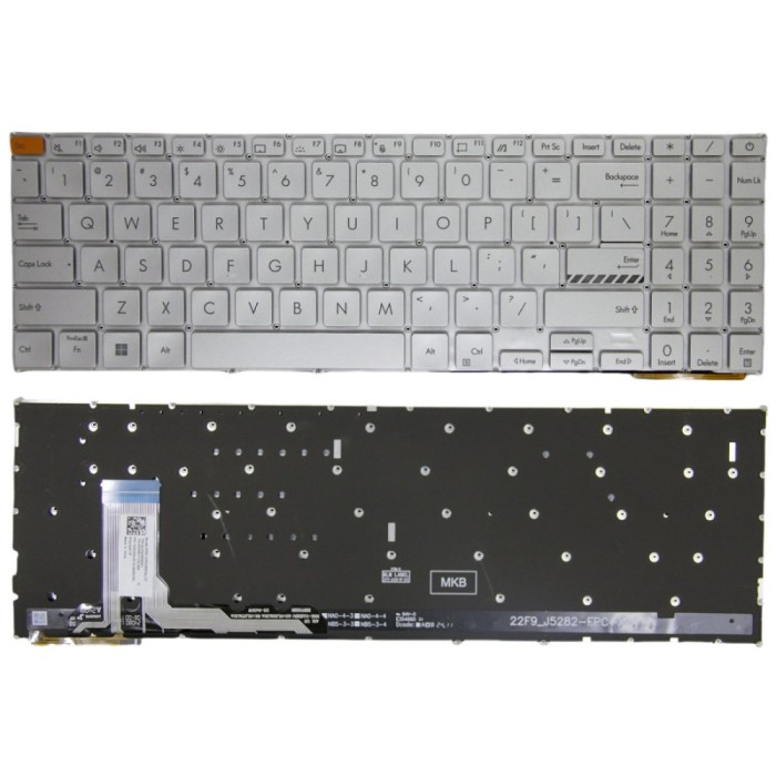 Tastatura Laptop, Asus, VivoBook 15 E1504F, E1504FA, E1504FAB, E1504G, E1504GA, iluminata, argintie, layout US