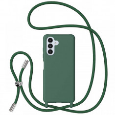 Lemontti Husa Silicon cu Snur Samsung Galaxy A13 5G Verde (protectie 360°, material fin, captusit cu microfibra)