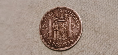 Spania -2 peseta 1870. foto