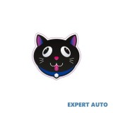 Sticker Auto Pisica kwmobile, 10x10cm, PVC Autocolant, Alb Negru Gri, Rezistent Zgarieturi, Universal