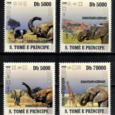 S. TOME E PRINCIPE 2008 - Elefanti /serie completa MNH