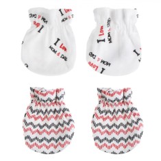 Set Mănuși Bebe, Bumbac, Multicolor, Mesaj &Ccedil;&times;I Love Mum &amp; Dad&Ccedil;Ł, 2 Perechi