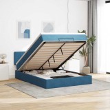 VidaXL Cadru de pat otoman cu saltea Albastru &icirc;nchis 140x190cm catifea