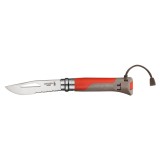Cutit de buzunar cu fluier N&deg;08, inox, 8,5 cm, &quot;Outdoor&quot;, Red - Opinel
