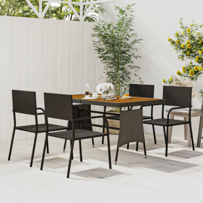 vidaXL Set mobilier de exterior, 5 piese, negru, poliratan foto