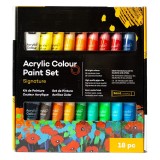 Set 18 Acuarele Acrilice x 36ml, 648ml, Uscare Rapida, Non-Toxic, Pictura pe Panza, Lemn, Ceramica, Metal