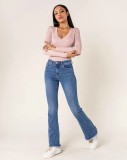 Blugi Dama Evazati BoatCut Nina Carter Albastri P218-5A M10