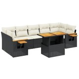 Cumpara ieftin Set mobilier de gradina cu perne, 8 piese, negru, poliratan