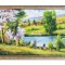 Tablou cu pescari norocosi pictat manual inramat, Fir intins, 75x55cm ulei pe panza, rama din lemn Constantin Feraru