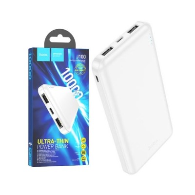 Baterie Externa Hoco J100 Premium, 2xUSB, 1xType C, 10000 mAh, alba foto