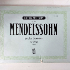 Partitura orga Mendelssohn, Sechs Sonaten fur Orgel, Edition Breitkopf nr. 8088