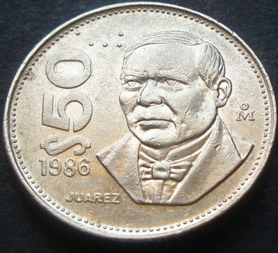 Moneda exotica 50 PESOS - MEXIC, anul 1986 *cod 3476 foto