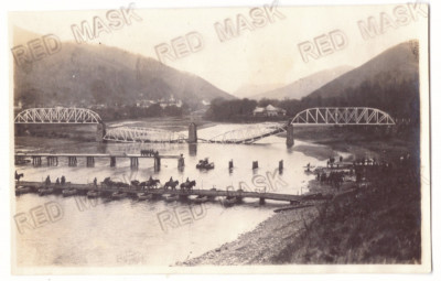 942 - CALIMANESTI, Valcea, podul distrus - old postcard, real Photo (14/9 cm) foto