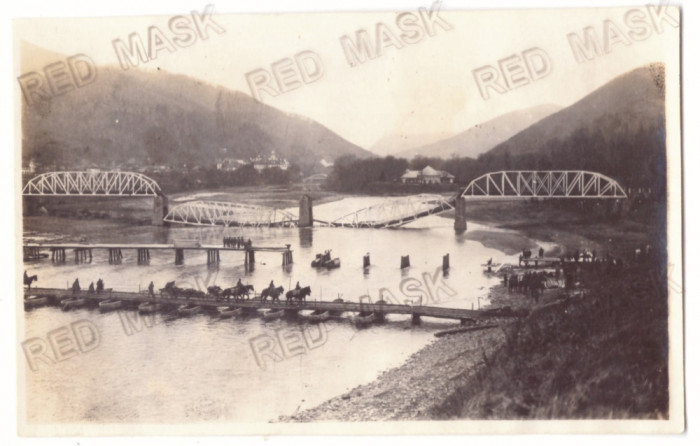 942 - CALIMANESTI, Valcea, podul distrus - old postcard, real Photo (14/9 cm)