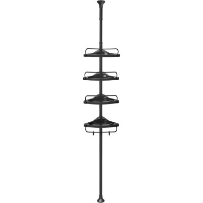 SONGMICS Etajera colt dus, 4 rafturi, inaltime reglabila 85-305 cm, otel si plastic PP, negru Household NewTrend foto