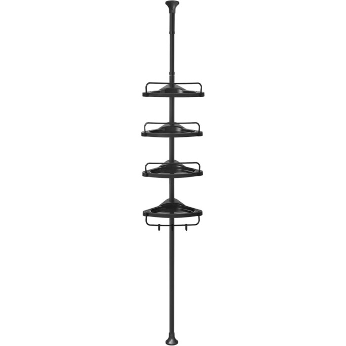 SONGMICS Etajera colt dus, 4 rafturi, inaltime reglabila 85-305 cm, otel si plastic PP, negru Household NewTrend