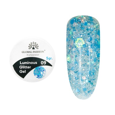 Gel luminiscent Luminous Glitter Gel cu sclipici hexagon 5g, 09 foto
