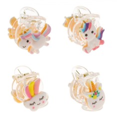 Clame Păr, Unicorn, Set 4 Bucăți, Multicolor, Dimensiuni 2x2.5cm
