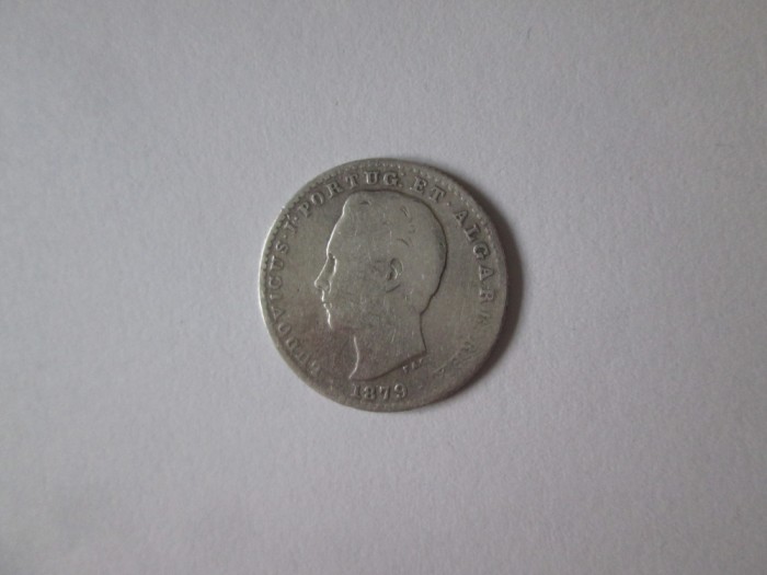 Portugalia 100 Reis 1879 argint 916 regele Luiz I