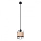 Lampă Suspendată Gizur Neagră Oțel/Snur 1 Bec Coș Geometric Industrial De Interior