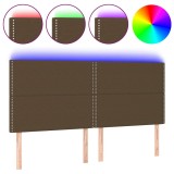 Cumpara ieftin Tablie de pat cu LED, maro inchis, 180x5x118/128 cm, textil