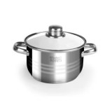 Oala Inox 16cm, 2L, Capac Sticla, Handy KitchenServ - Compatibila Inductie, Gaz, Electric