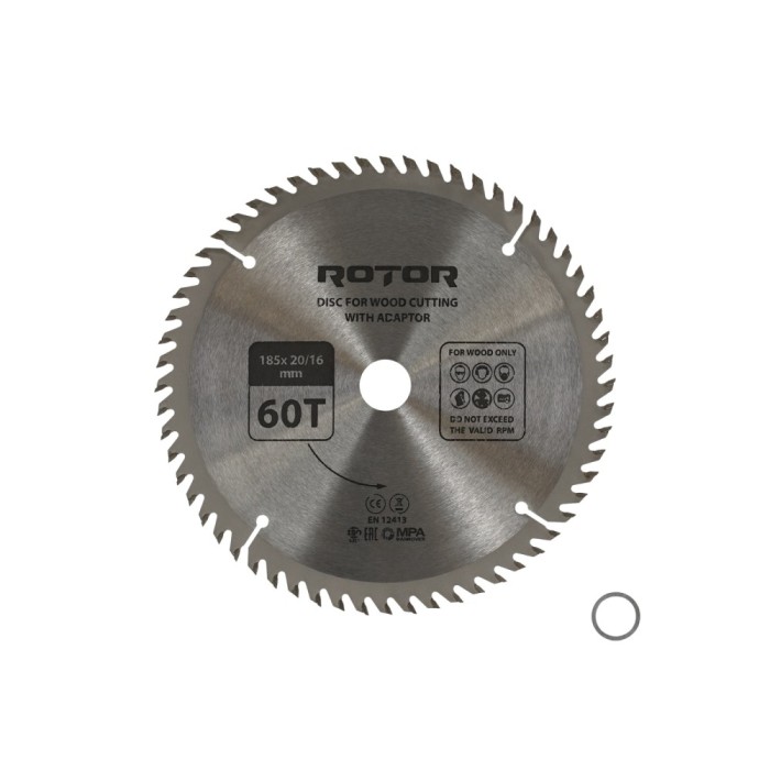 Disc taiat lemn ROTOR 185*20/16 cu adaptor 60T Innovative ReliableTools