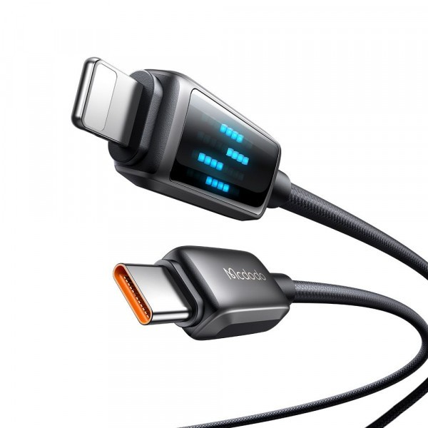 Cablu Date si Incarcare USB-C - Lightning McDodo CA-2630 Display, 36W, 1.2m, Negru