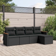 Gossi set mobilier de gradina cu perne, 5 piese, negru, poliratan