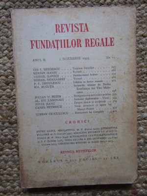 Revista Fundatiilor Regale - Anul II 1 NOIEMBRIE 1935 Nr. 11 foto