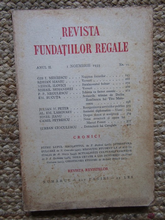 Revista Fundatiilor Regale - Anul II 1 NOIEMBRIE 1935 Nr. 11