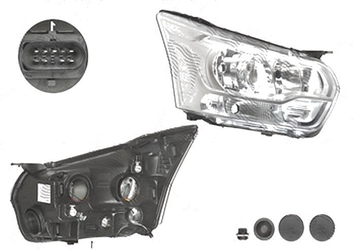 Far Ford Transit, 01.2014-05.2016, fata, Dreapta, cu daytime running light; H15+H7+PY21W+W5W; electric; silver, BestAutoVest