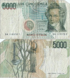 1985 (4 I), 5.000 lire (P-111a) - Italia!