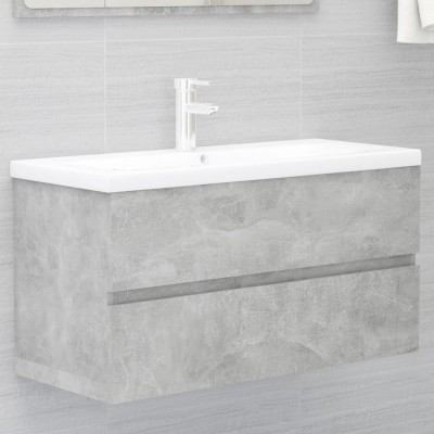 Gossi dulap de chiuveta, gri beton, 90x38,5x45 cm, lemn prelucrat foto