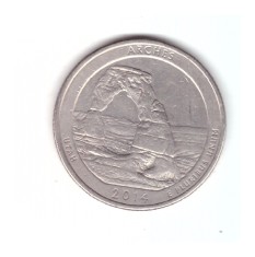 Moneda SUA 25 centi/quarter dollar 2014 P Utah Arches, stare buna, curata