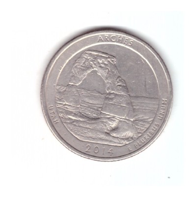 Moneda SUA 25 centi/quarter dollar 2014 P Utah Arches, stare buna, curata foto