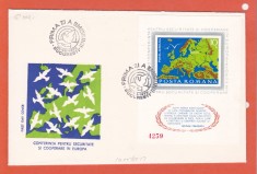 TSV @ - PLIC 1975 FDC LP 892 - CONFERINTA PENTRU SECURITATE SI COOPERARE IN EUROPA, HELSINKI, COLITA NEDANTELATA