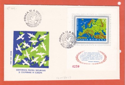 TSV @ - PLIC 1975 FDC LP 892 - CONFERINTA PENTRU SECURITATE SI COOPERARE IN EUROPA, HELSINKI, COLITA NEDANTELATA foto