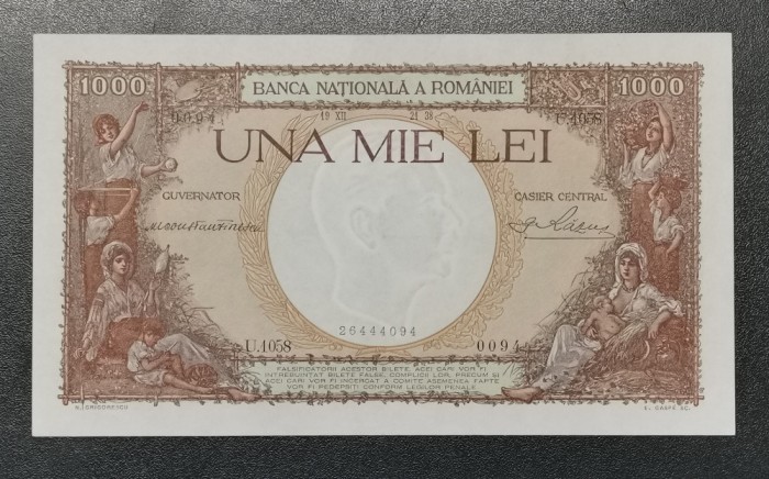Rom&acirc;nia 1000 Lei 1938 UNC