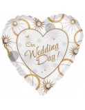 Balon Folie Inima &quot;OUR WEDDING DAY&quot; 45 cm